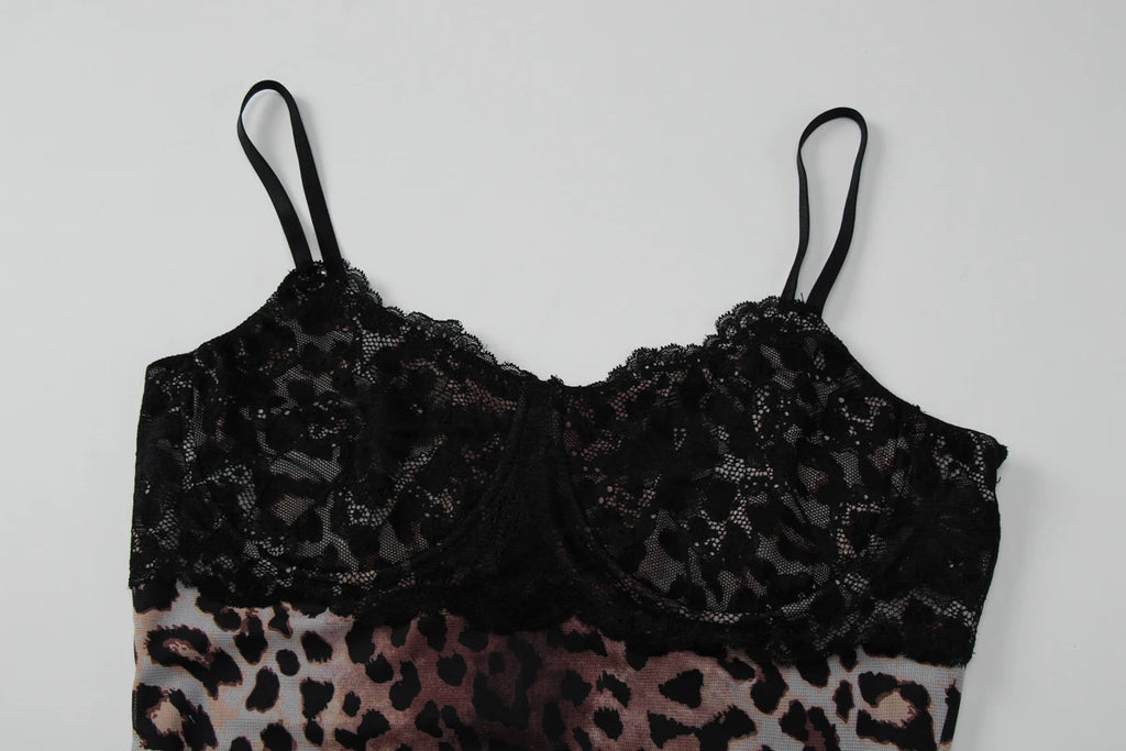 Lynx Leopard Lace-Trim Bodycon Mini Dress