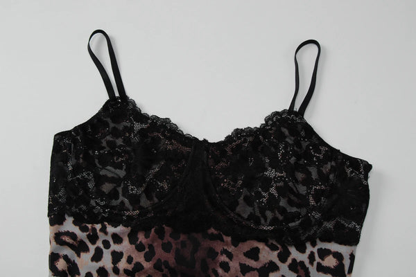 Lynx Leopard Lace-Trim Bodycon Mini Dress