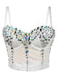 Sexy halter corset crop top women clothing summer cropped rhinestone bustier bra tank top hotwife rave outfits club party tops