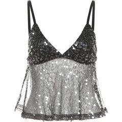 Luna Starlight Sequin Spaghetti Strap Party Top