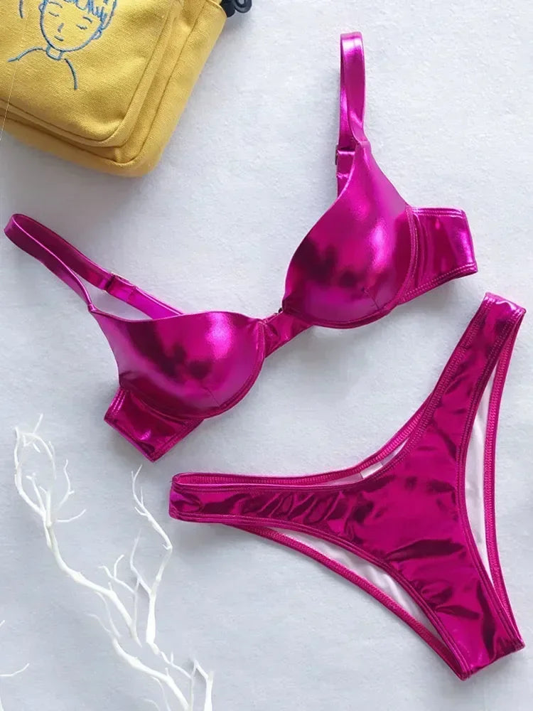 Vesper Faux-Leather Push-Up Bikini Two-piece