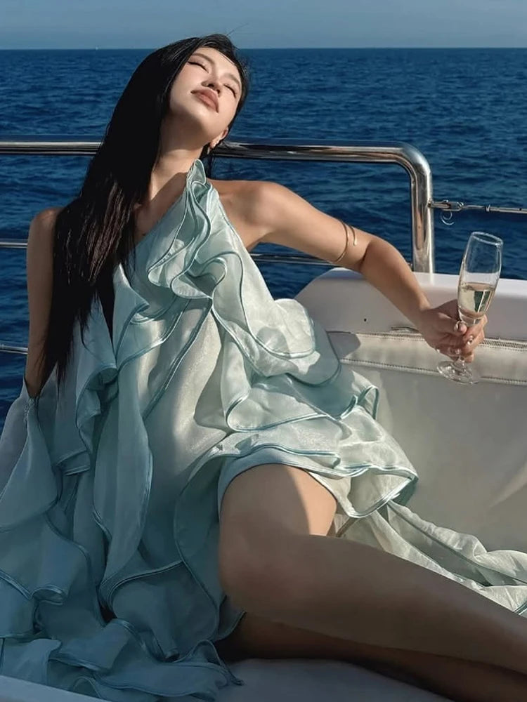 Azure Riviera Ruffle Mini Dress