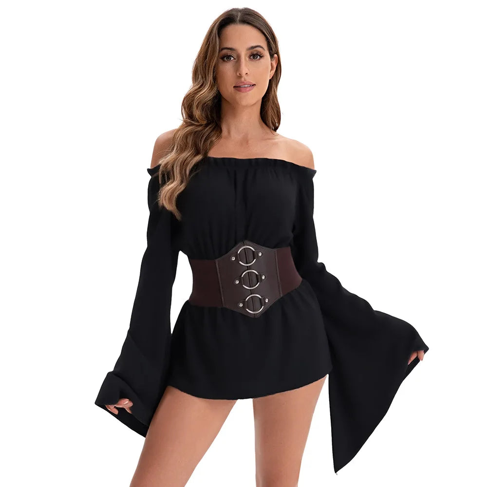 Isadora Pirate Costume Separates: Off-Shoulder Top, Tattered Skirt & Accessories