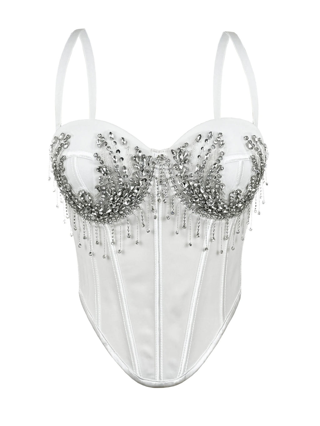 Sexy white rhinestone corset crop top women summer night club party tops for woman clothing black halter tanks top streetwear