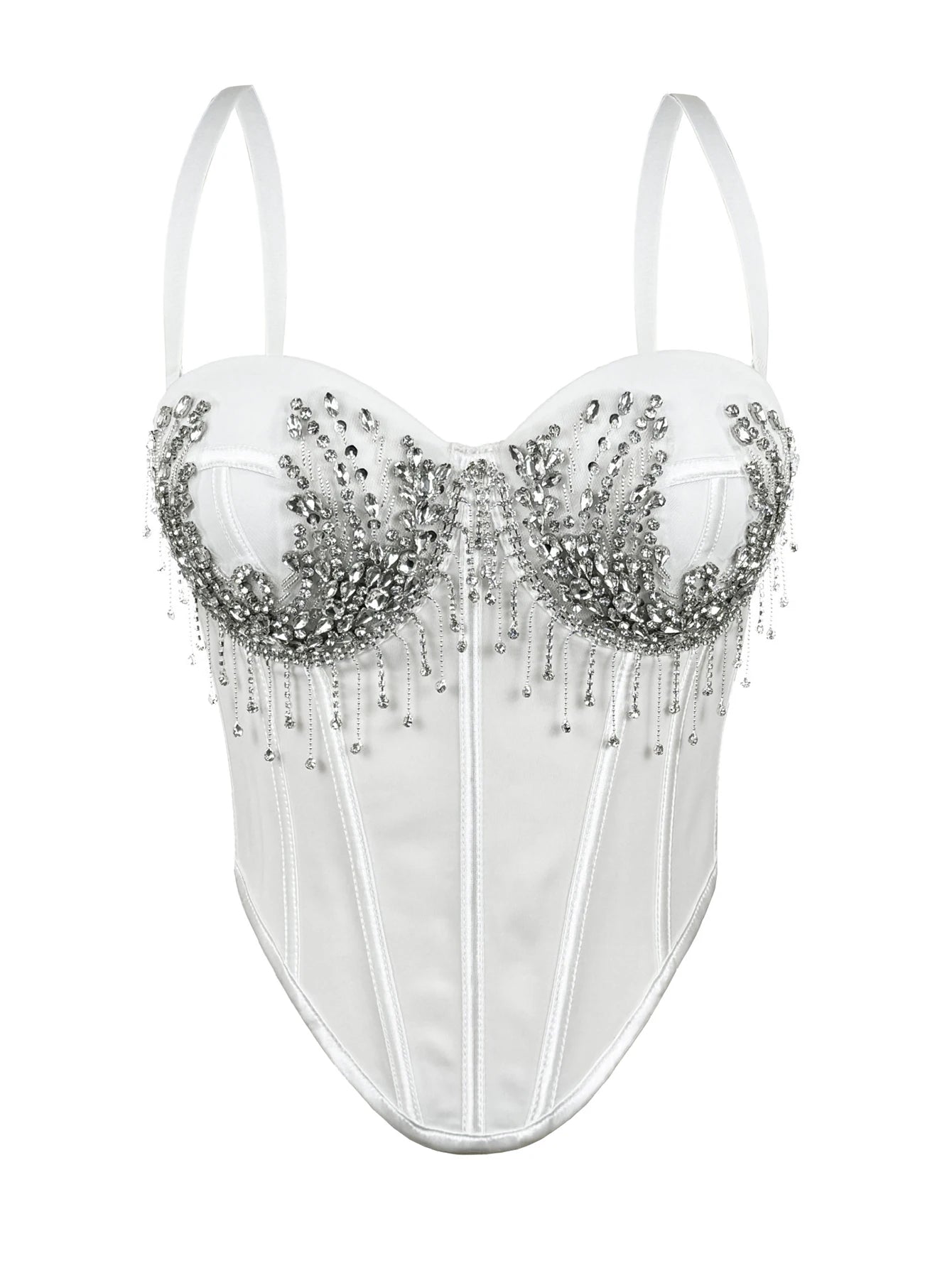 Sexy white rhinestone corset crop top women summer night club party tops for woman clothing black halter tanks top streetwear