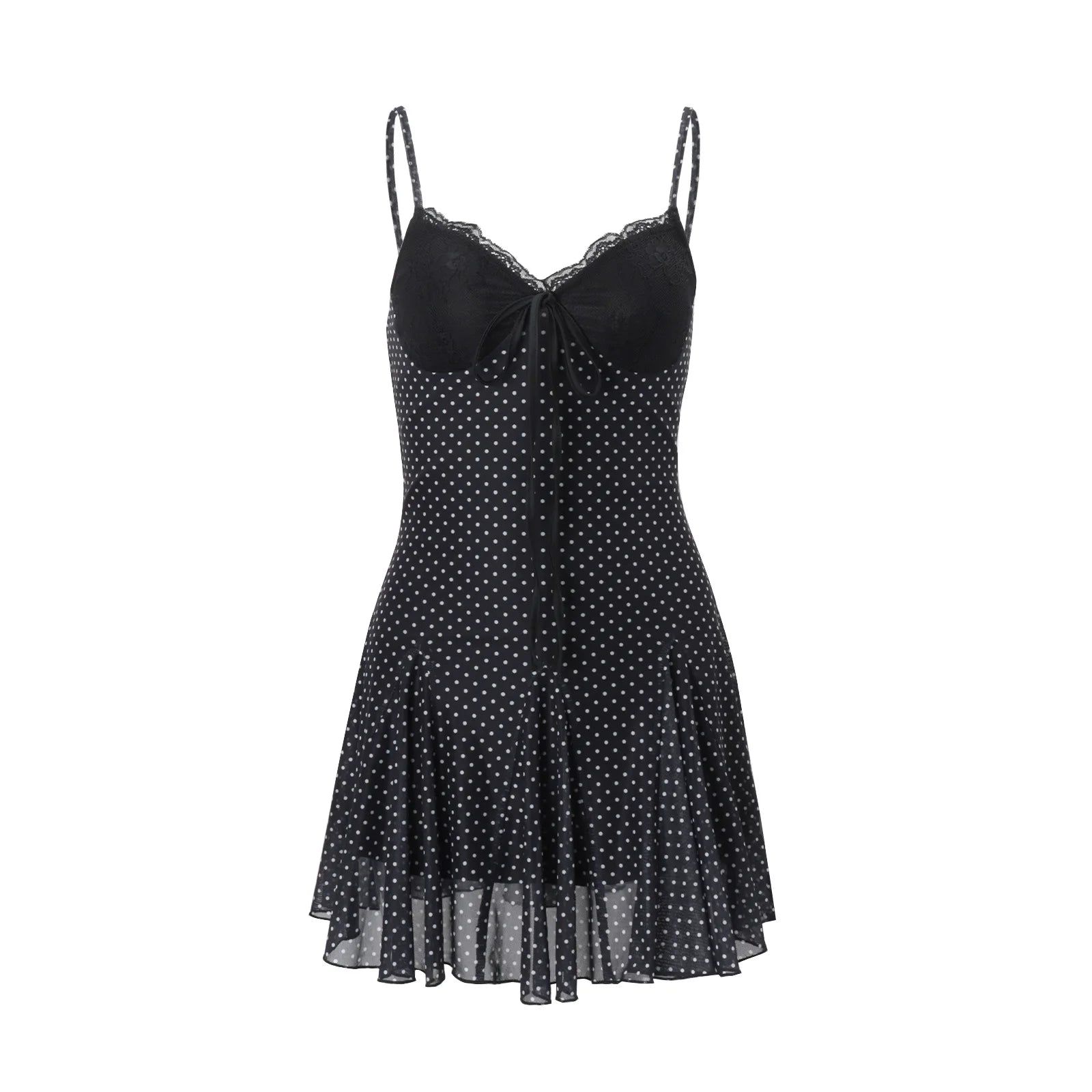 PixieKiki Polka Dot Black Deep V Neck Mini Dress French Style Sexy Women's Summer Sun Dresses 2026 P33-ED18