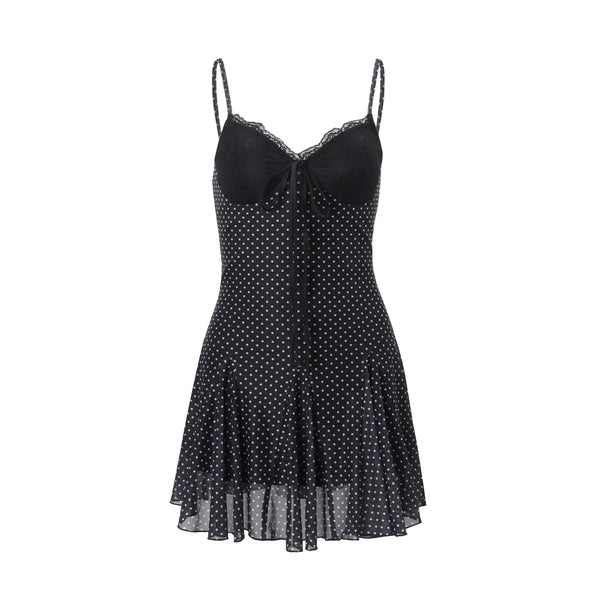 PixieKiki Polka Dot Black Deep V Neck Mini Dress French Style Sexy Women's Summer Sun Dresses 2026 P33-ED18