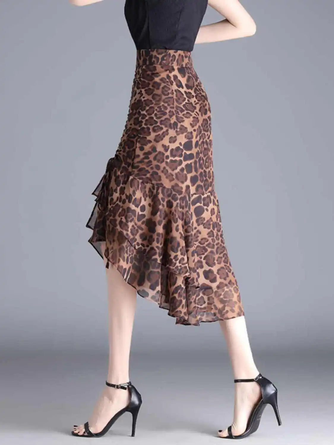 Petra Animal Print Chiffon A-Line Midi Skirt One-piece