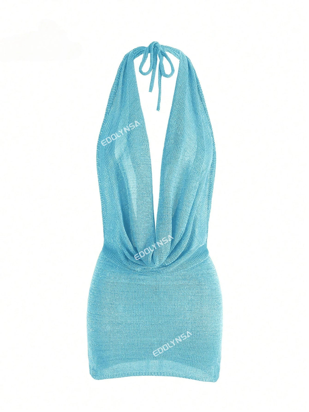 Agnieszka Draped Cowl Halter Backless Knit Mini Dress