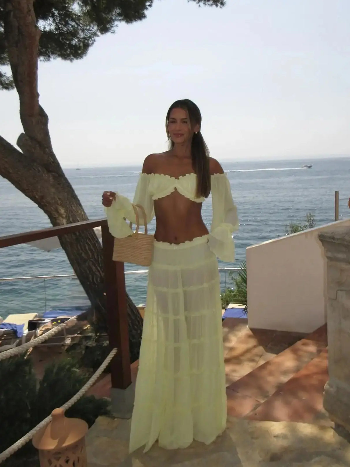 Ruffle Beach Dresses Cover Up Women Bandage Long Sleeve Dress High Waist Beach Cover Ups Summer Bandage Beachwear Dress Clothing