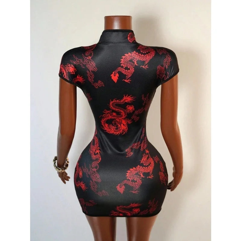 Rouge Dynasty Dragon Mini Dress