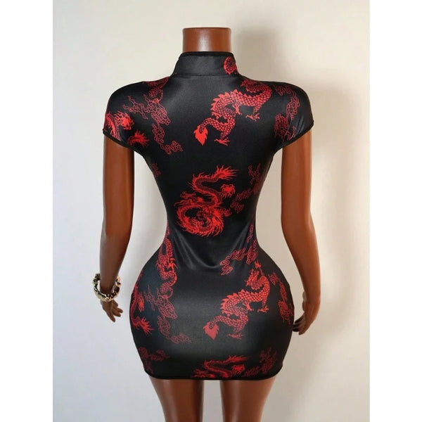 Rouge Dynasty Dragon Mini Dress