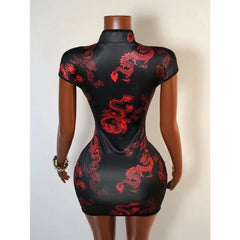 Rouge Dynasty Dragon Mini Dress