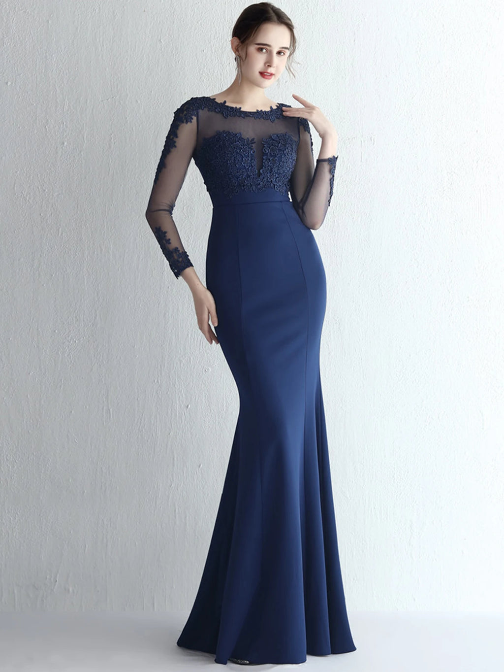 Valentina Rhinestone Sheer-Mesh Mermaid Maxi Dress