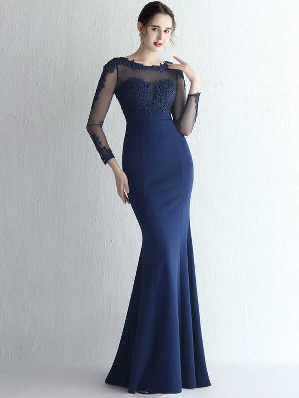 Valentina Rhinestone Sheer-Mesh Mermaid Maxi Dress