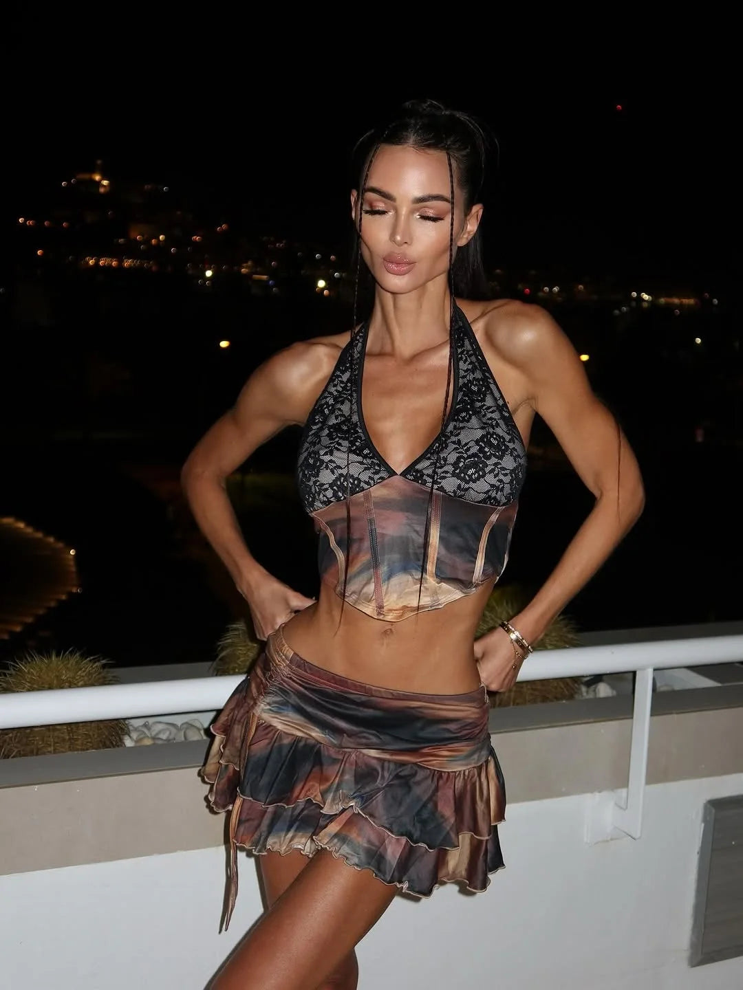 Rio Printed Halter Mini Skirt Set Three-piece