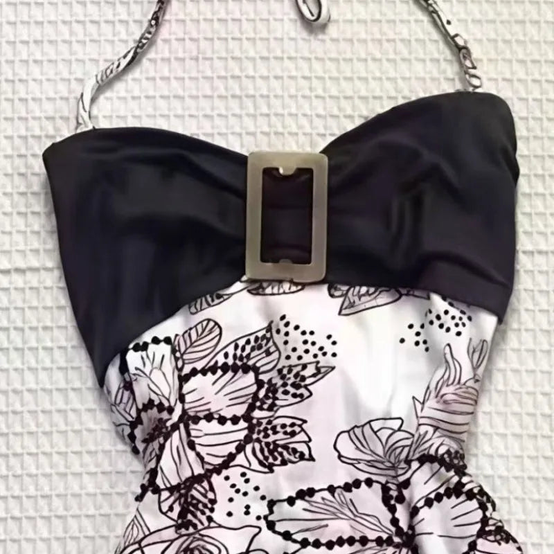 Marisol Floral-Appliqué Halter Camisole Top One-piece