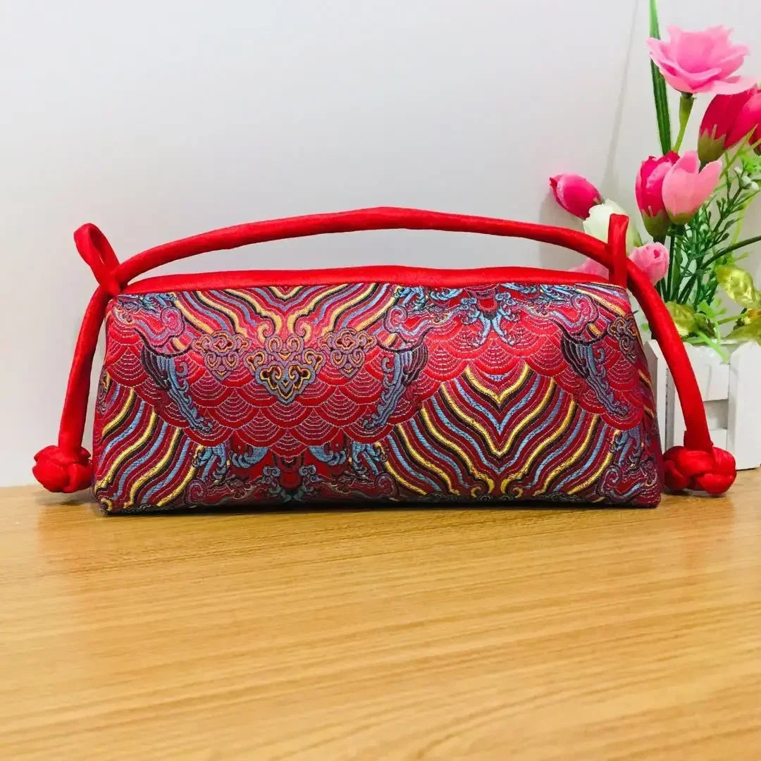 Jade Garden Embroidered Satin Shoulder Bag