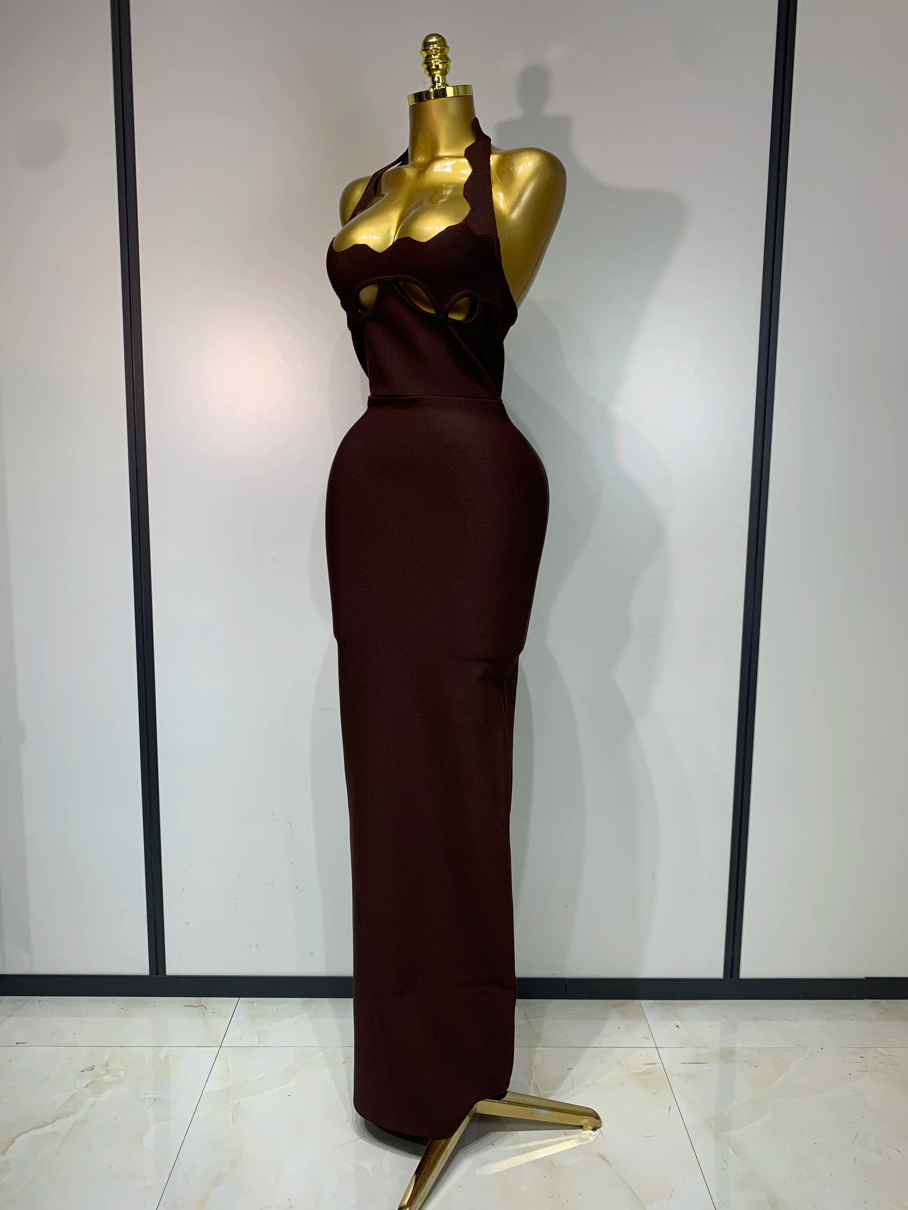 Ornella Scalloped Cutout Halter Bandage Maxi Dress Secondary image