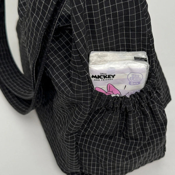 Korean Nylon Shoulder Bags Fashion Simple Plaid Zipper Tote Drawstring Pleated Cloud Bags New Commuter Crossbody Shoulder Bag