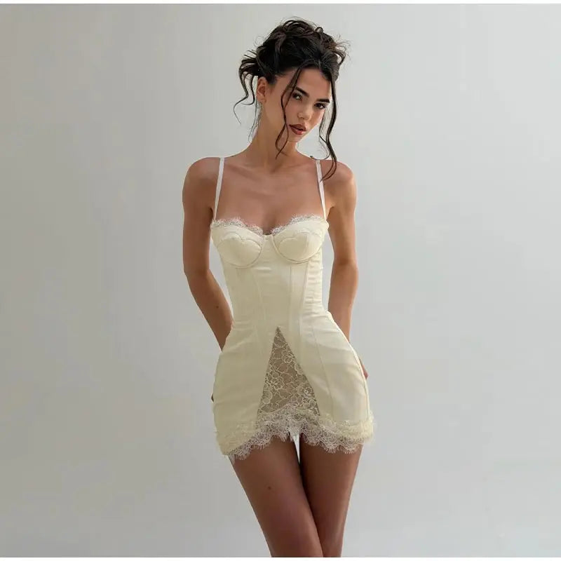 Klementyna Lace-Cup Bustier Cami A-Line Mini Dress