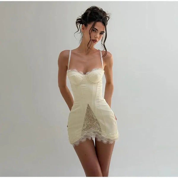 Klementyna Lace-Cup Bustier Cami A-Line Mini Dress