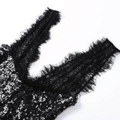 Alina Midnight Lace Sequin Maxi Dress