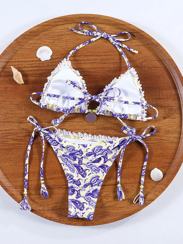 ZRTAK Triangle Bikini Set String Swimsuits Women 2026 Bandage Swimwear Sexy Bathing Suit Micro Biquini Mujer Beach Swimming Wear