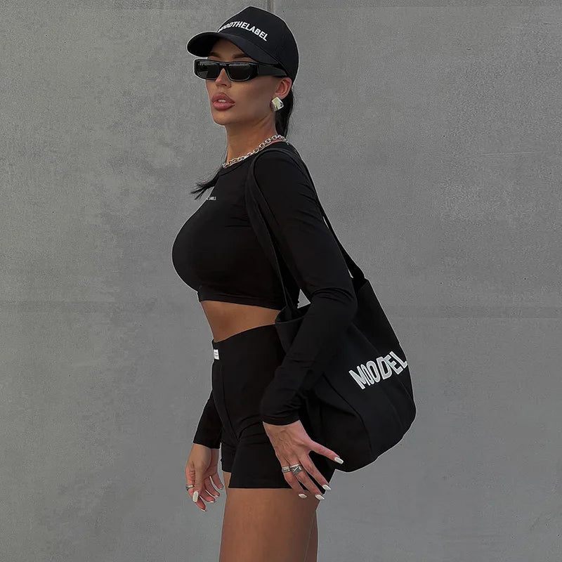 Talia Round-Neck Top & 3/4 Shorts Set Two-piece