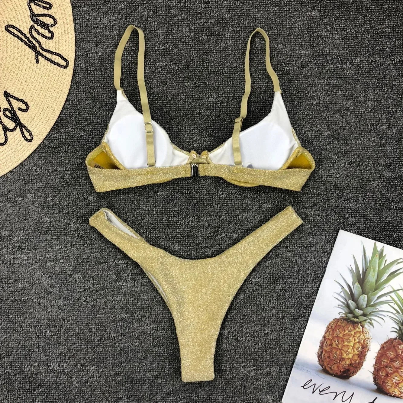 Seraphina Silver Glitter Cutout Bikini Two-piece