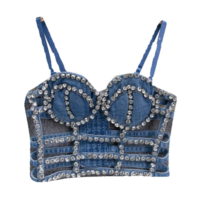 Mireya Diamond-Studded Denim Tank Top One-piece Main image