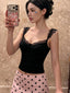 Wenna Lace-Trim Ruffle Strap Slim Crop Cami One-piece