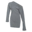 PixieKiki Jennie One Shoulder Long Sleeve Mini Dress Fashion Sexy Asymmetrical Grey Dresses 2025 Woman Fall Clothes P71-DF32