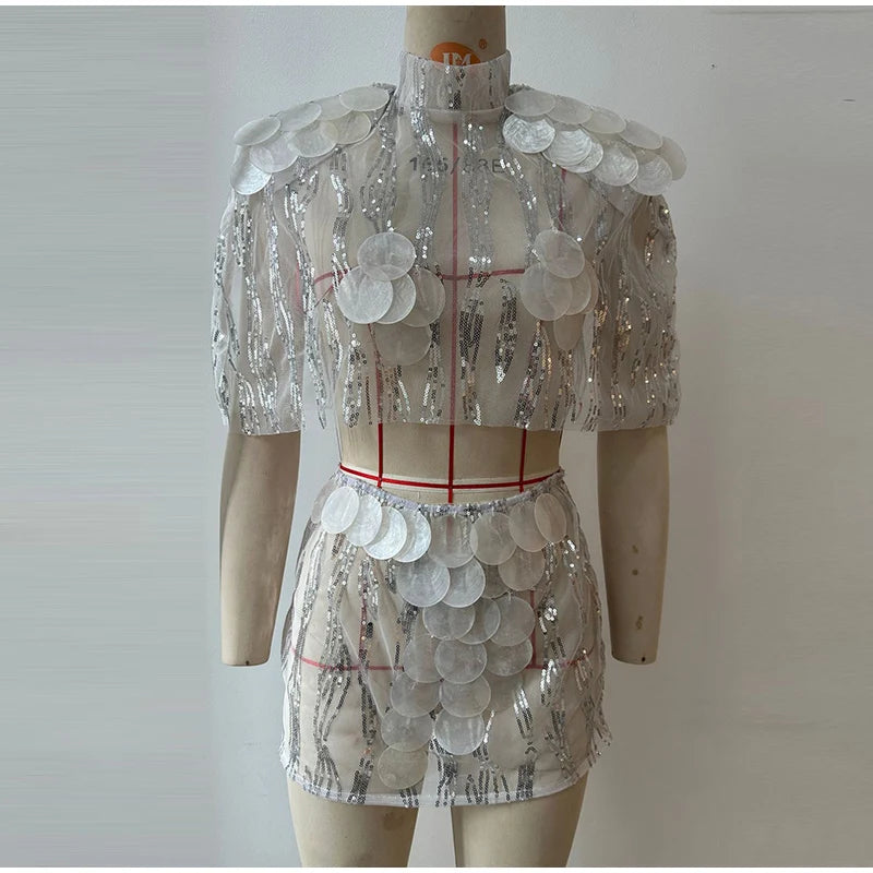 Seraphina Sequin Sheer Top & Mini Skirt Collection