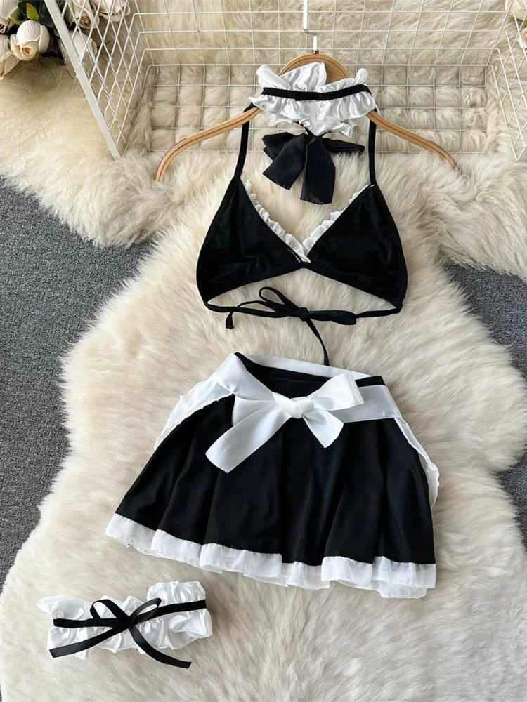 Bellamy Bow Lace-Up Lingerie Set