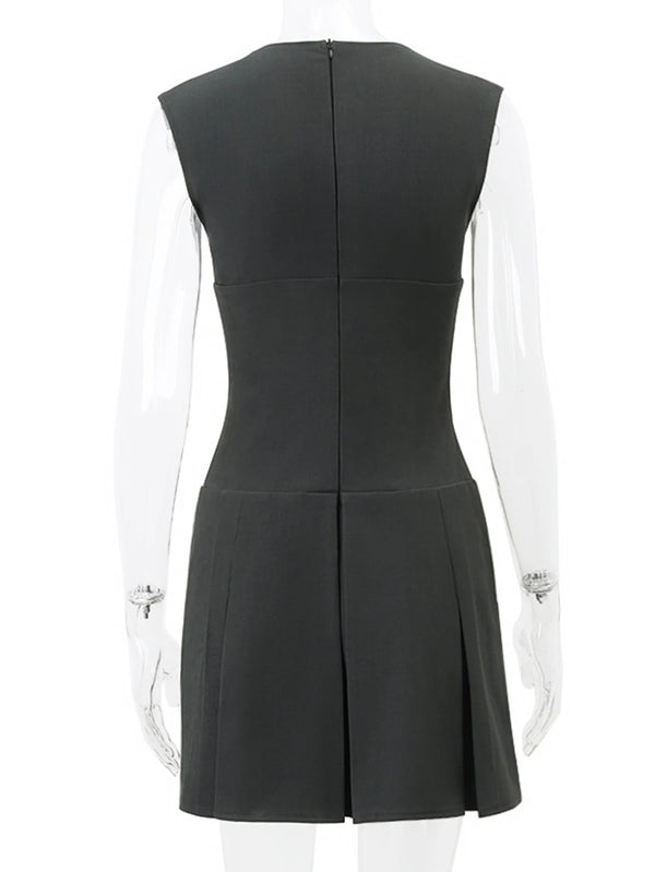 Lucienne Ruched V-Neck A-Line Mini Dress