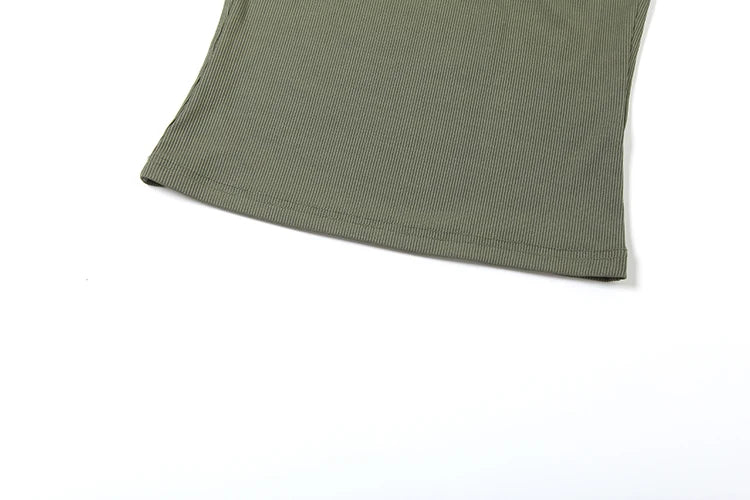 Luna Olive Crossback Ribbed Crop Top