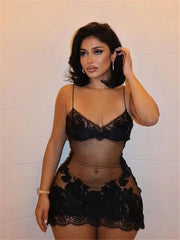 Bianca Lace Illusion Mini Dress