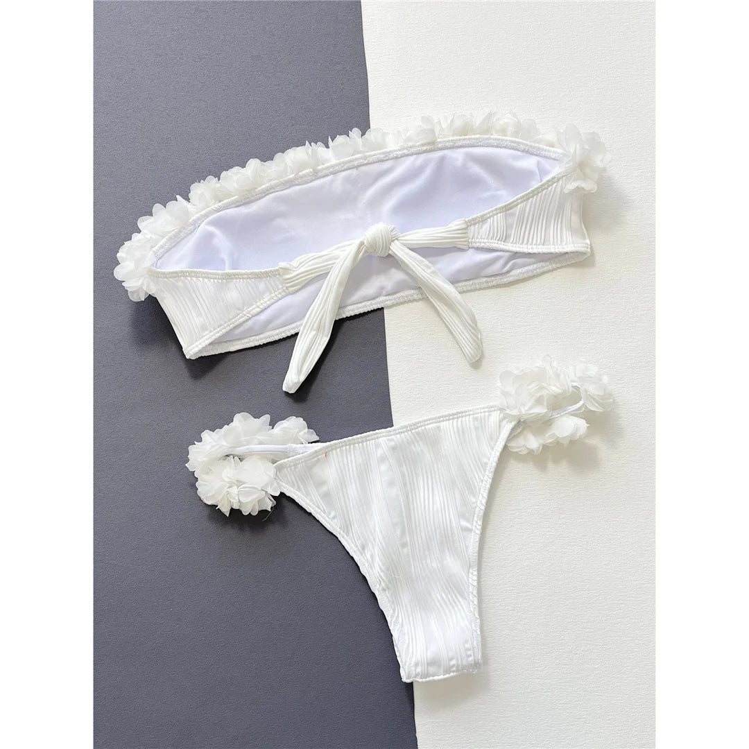 Amara White Ruffle Bandeau Bikini Two-piece