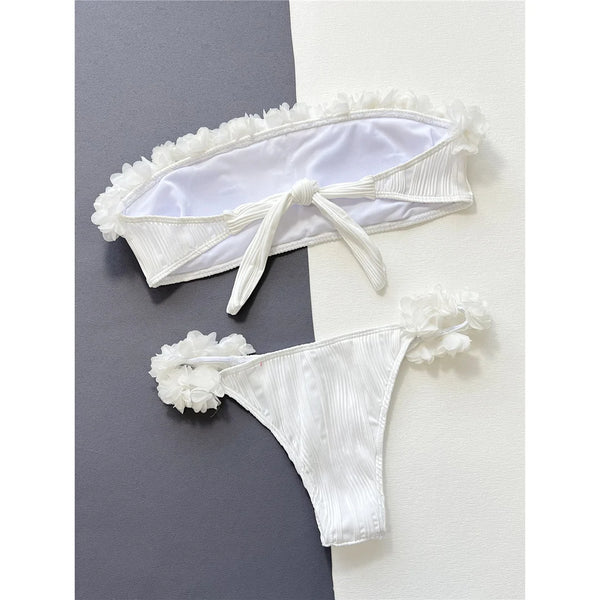 Amara White Ruffle Bandeau Bikini Two-piece