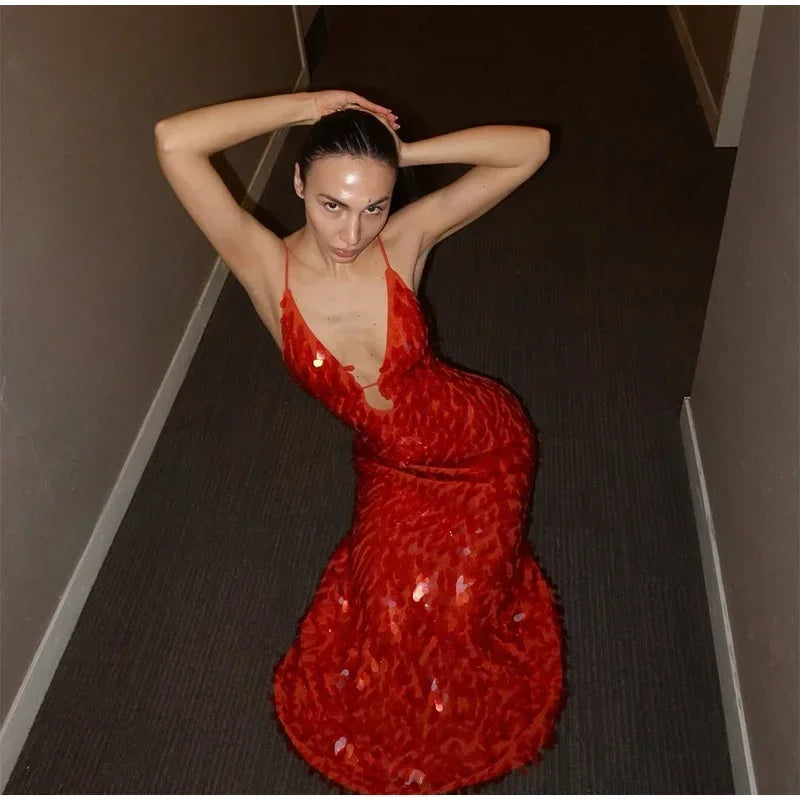Seraphina Sequin V-Neck Maxi Dress