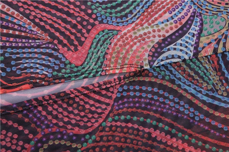 Aria Sunset Swirl Halter Mesh Maxi Dress