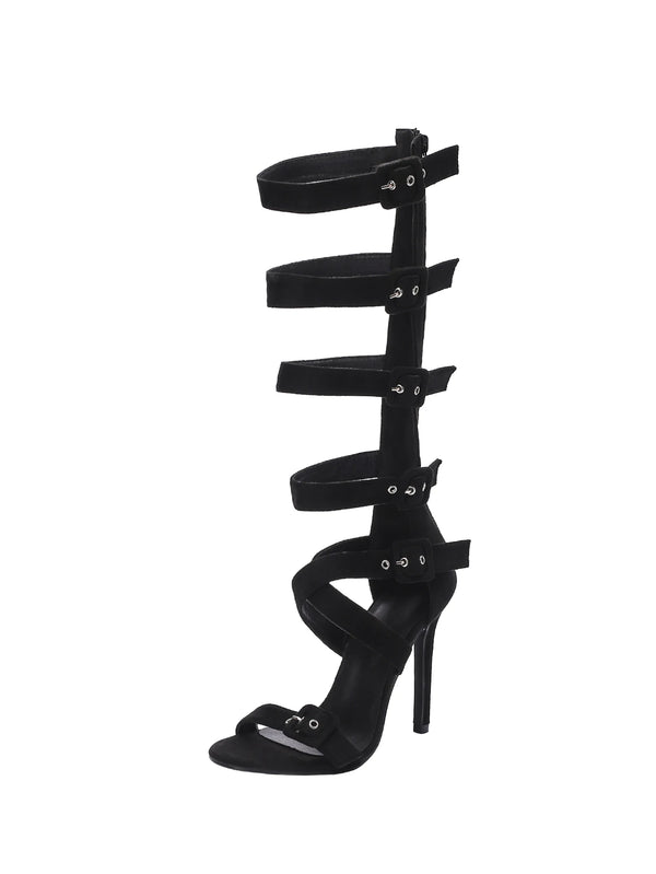 Seraphina Buckle-Strap Knee-High Gladiator Sandals