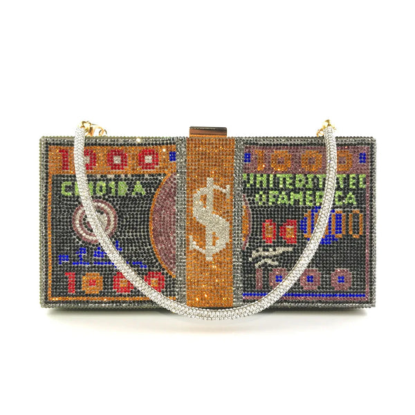 Odessa Crystal Money-Stack Box Clutch