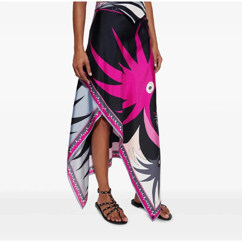 Ermengarde Print Halter Bow Backless Top & Long Skirt Set