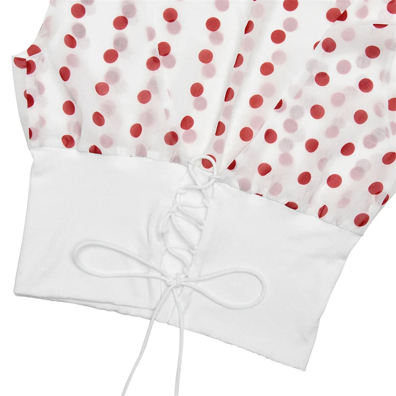 Luna Polka Charm One-Shoulder Top