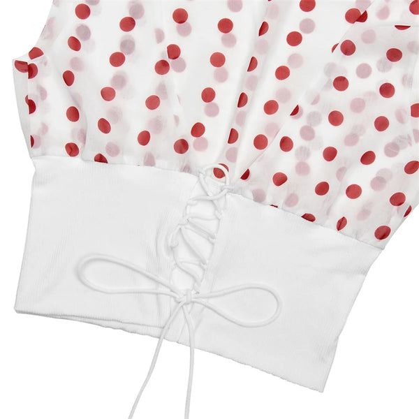 Luna Polka Charm One-Shoulder Top