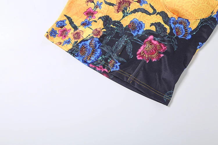 Guinevere Floral Fringe Beaded Mini Skirt Set Two-piece