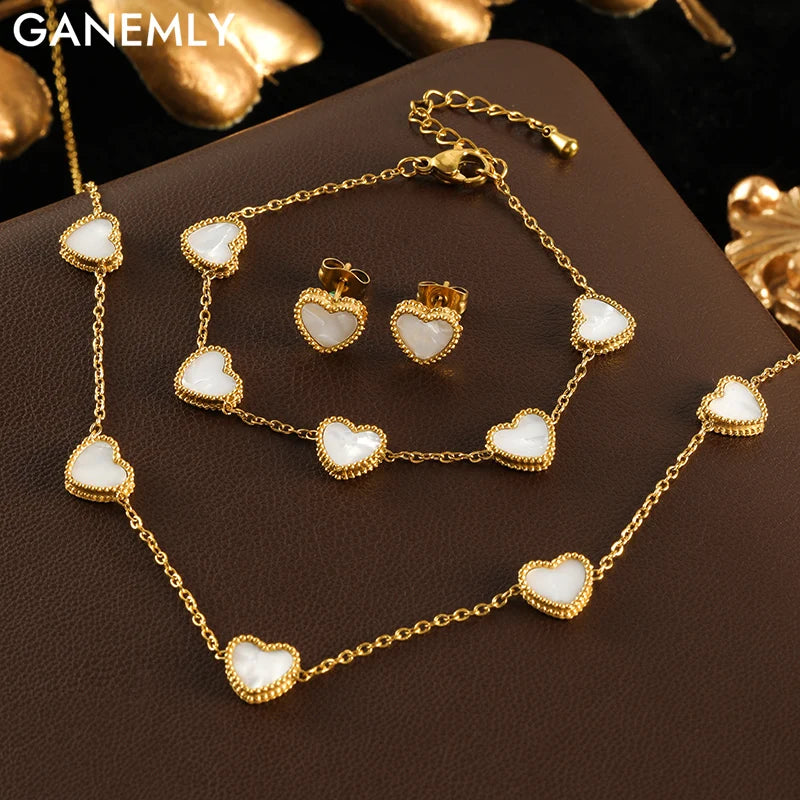 Amora White Heart Stainless-Steel Jewelry Collection Main image