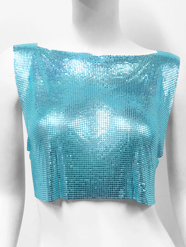 Yvette Metal-Sequin Cropped Tank Top One-piece